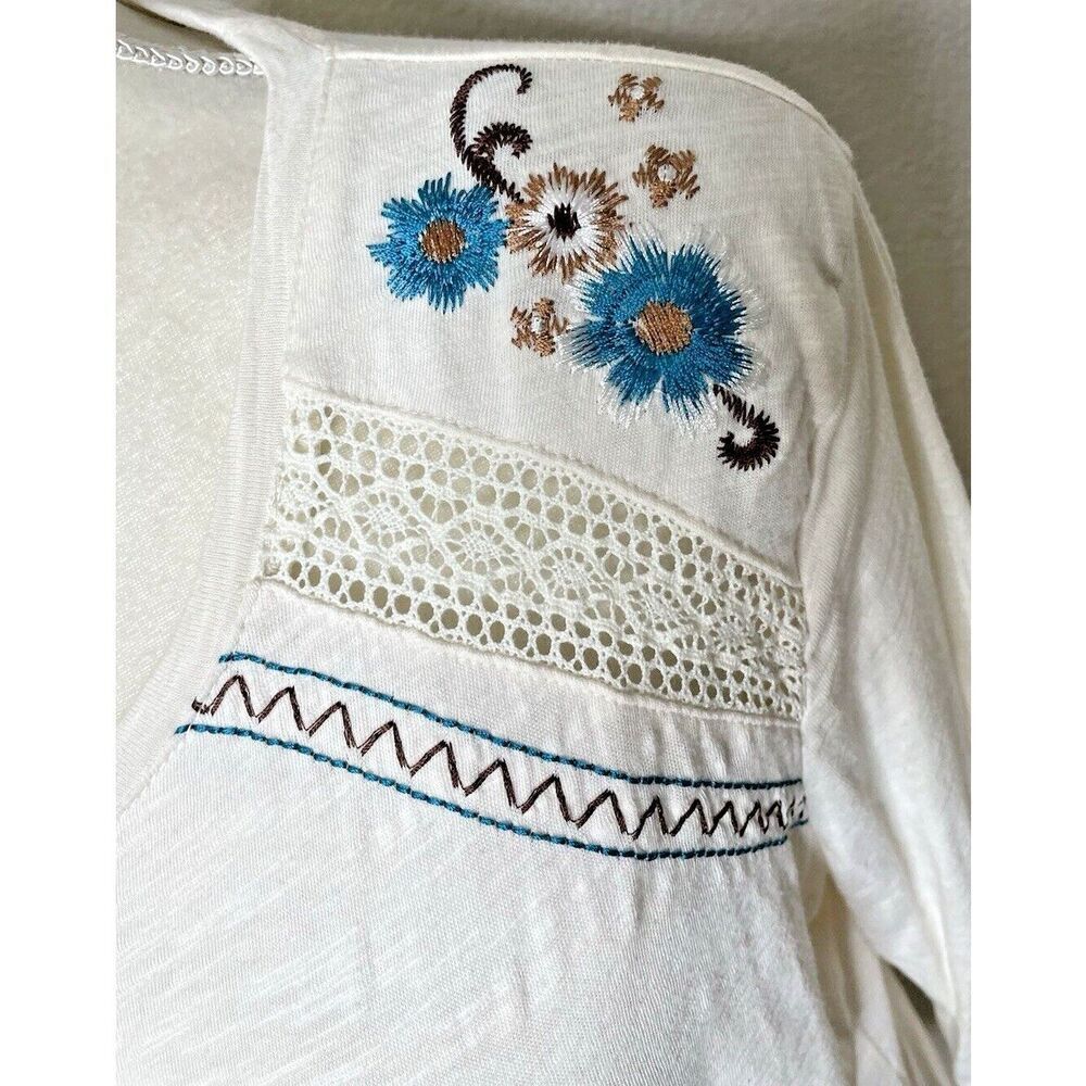 PANHANDLE Size L Shirt Women Embroidered Western Cowboy Long Sleeve Tee T Top